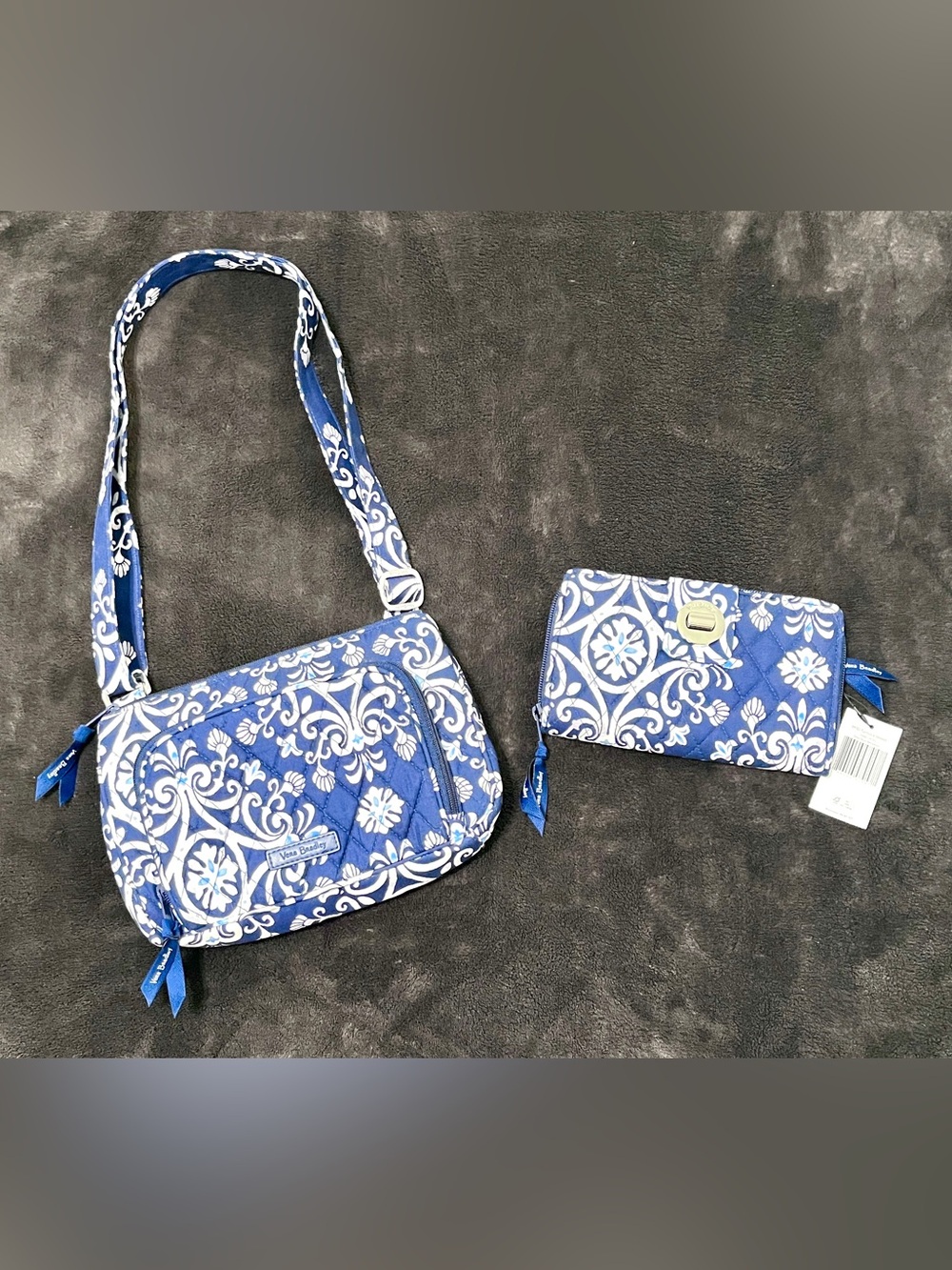 Vera Bradley Matching Quilted Crossbody Bag & Wallet Set - Blue Lagoon - Picture 2 of 7